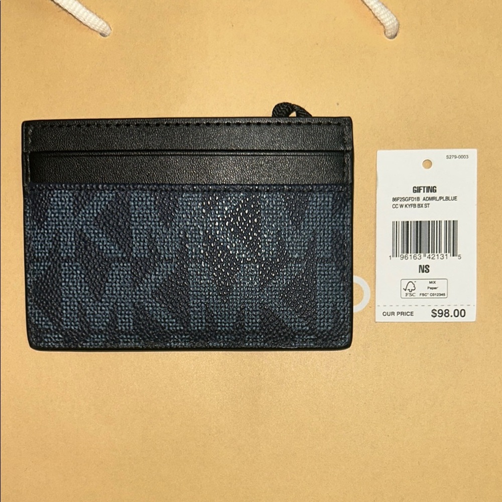 Michael Kors Blue Monogram Card Holder